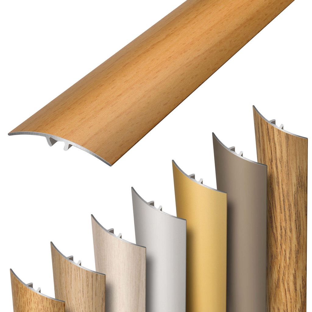 Dalsys Übergangsprofil selbstklebend, zum Stecken und verbinden 93cm x 30mm aus Aluminium, Boden Übergangsleiste Höhenausgleich in Buche