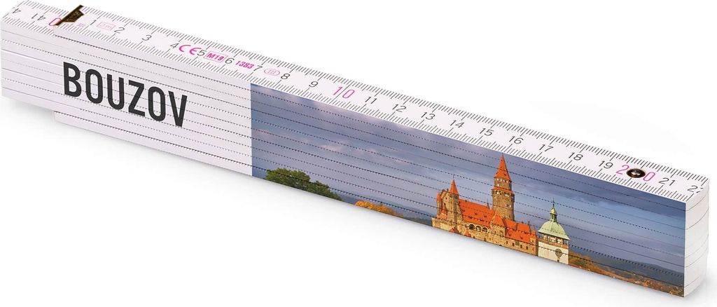 Metrie bedruckter Zollstock Geschenk | Burg Busau Fotorealistischer Motiv