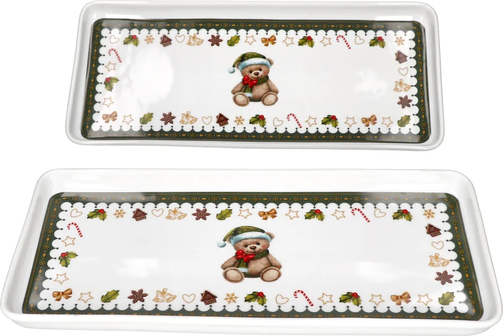 Plats à Gâteau de Noël 35x15,5 cm : Porcelaine Durable et Design Festif