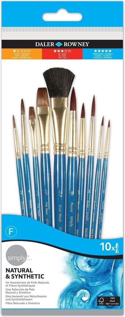 Daler Rowney Simply Watercolour Brush Natural Pinselset 10 Stck