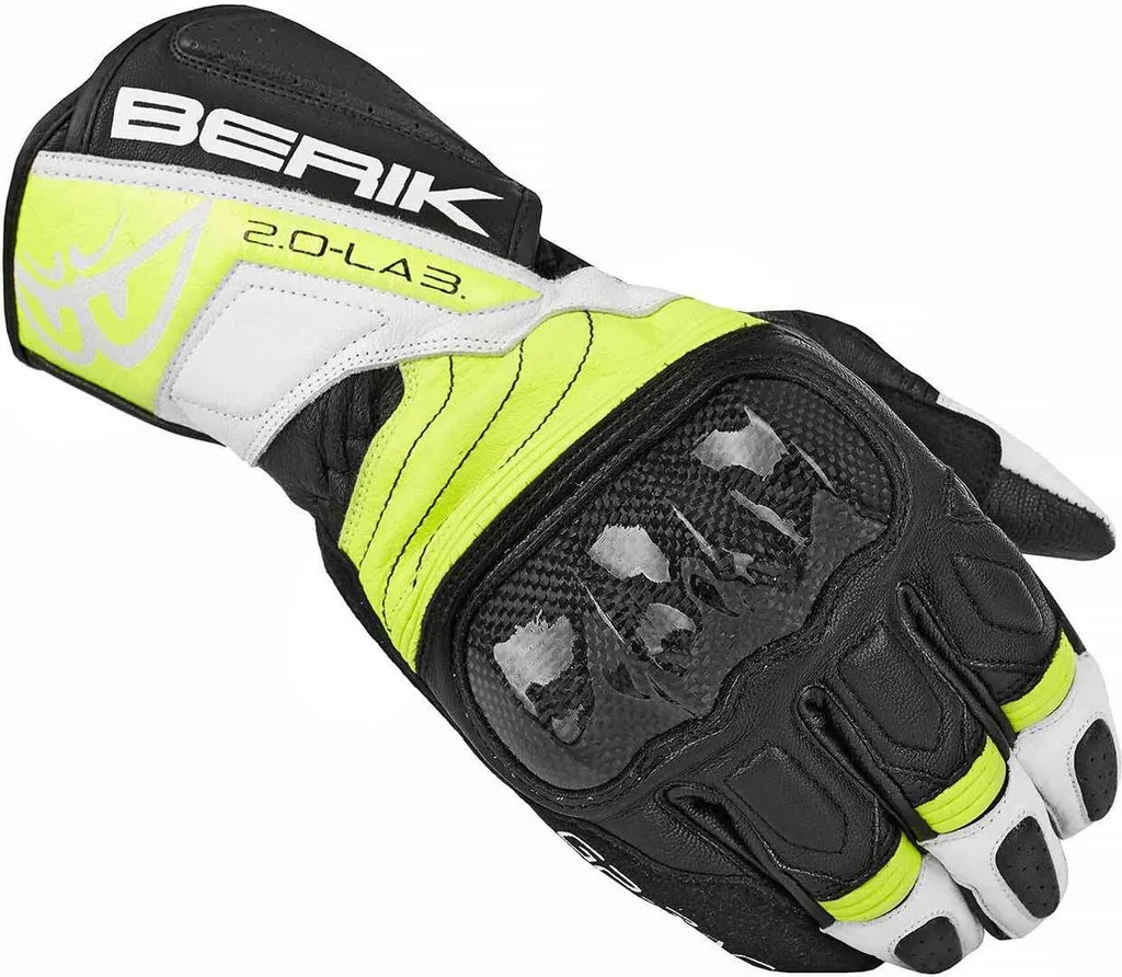 Gants moto Berik Zoldar Noir Jaune 2XL - Gants racing en cuir de bovin