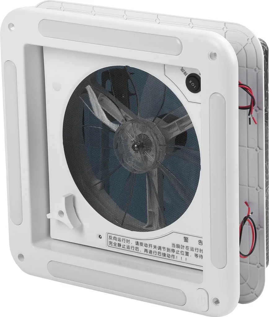 Ventilateur de toit 12V bidirectionnel avec éclairage LED 28x28 cm