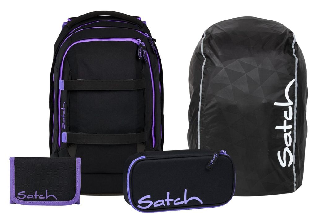 Satch, Schulrucksack-Set PACK Purple Phantom 3-teilig, ab 5. Klasse