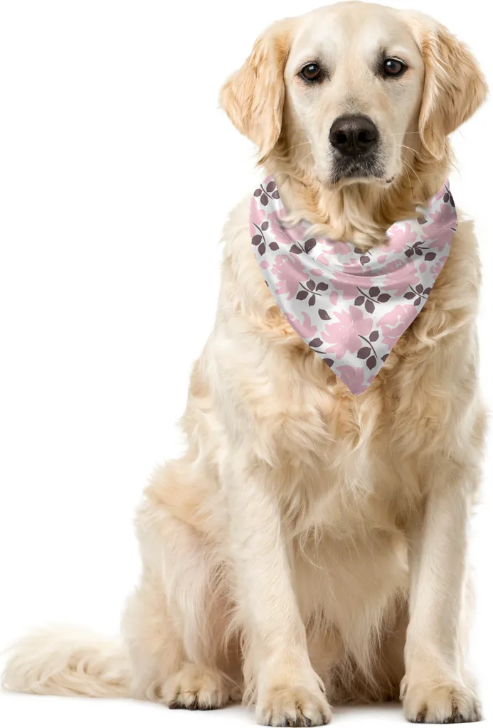 Bandana Cani ABAKUHAUS Fiori Taupe e Rosa 40x40 cm | Accessorio Pet