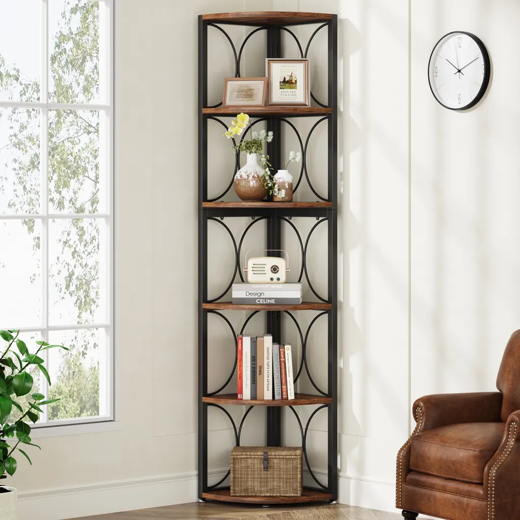 Étagère d'angle stable anti-basculement, rangement haut pour coin étroit