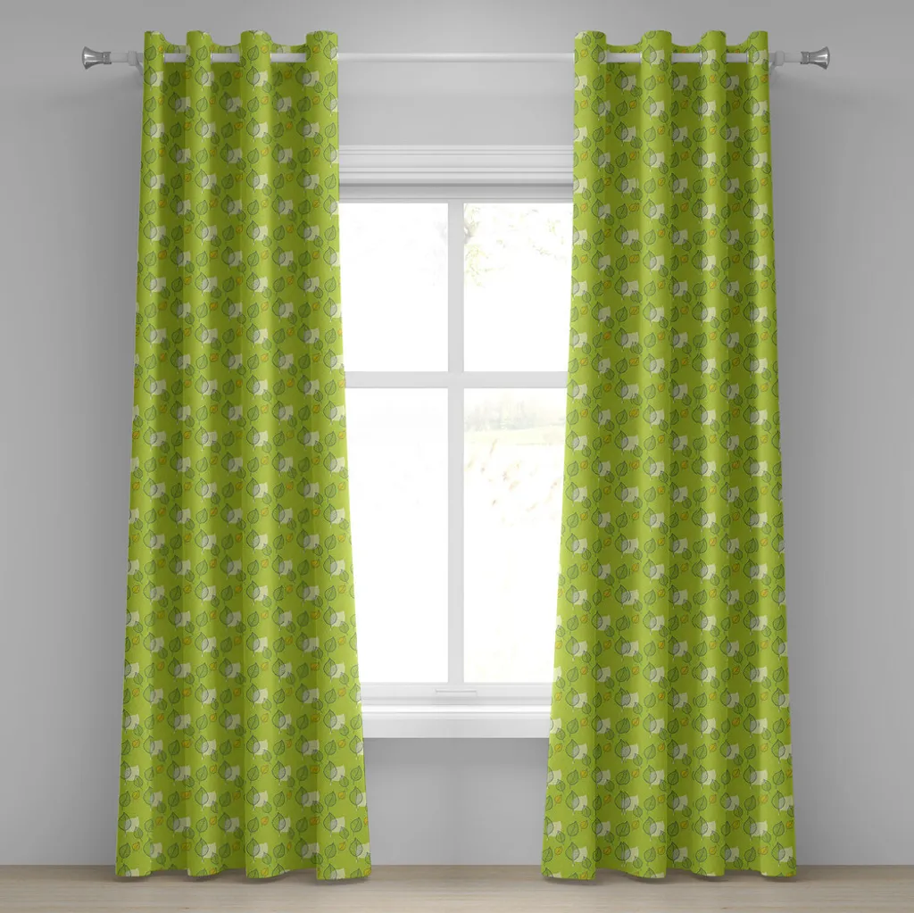 Tende Decorative 2 Pannelli 280x225 cm ABAKUHAUS Verde e Giallo