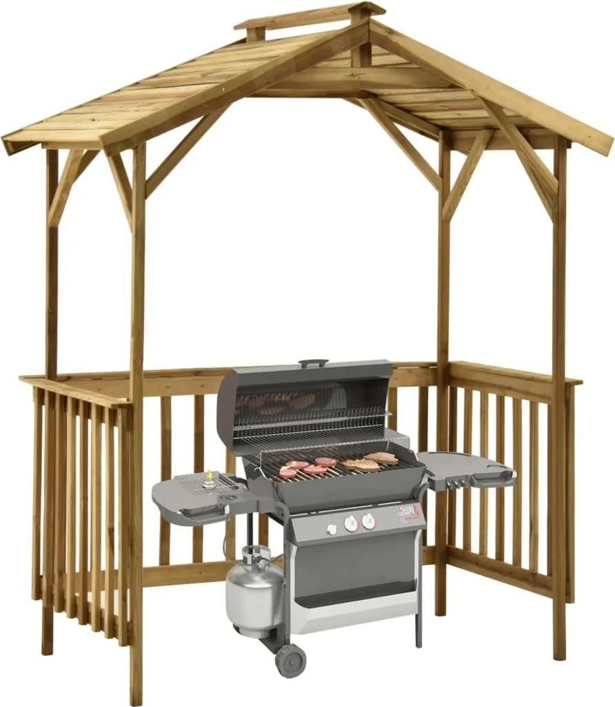 Toit de Protection pour Barbecue en Bois de Pin 163x93x210 cm Extérieur - 10