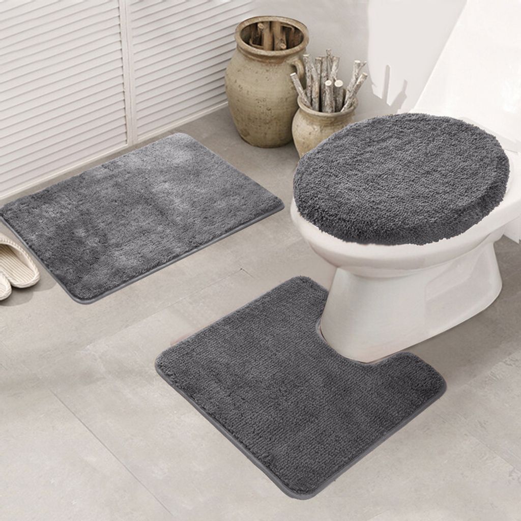 3-teiliges Badezimmer Teppich-Set, rutschfeste Microfaser, Produktbild 3