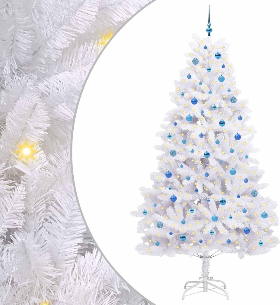 vidaXL Künstlicher klappbarer Weihnachtsbaum Weiß 240 cm PVC und Stahl