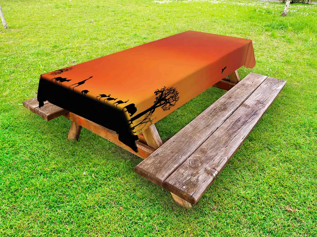 Tovaglia Esterno Safari ABAKUHAUS 145x210 - Tramonto Africano Arancione