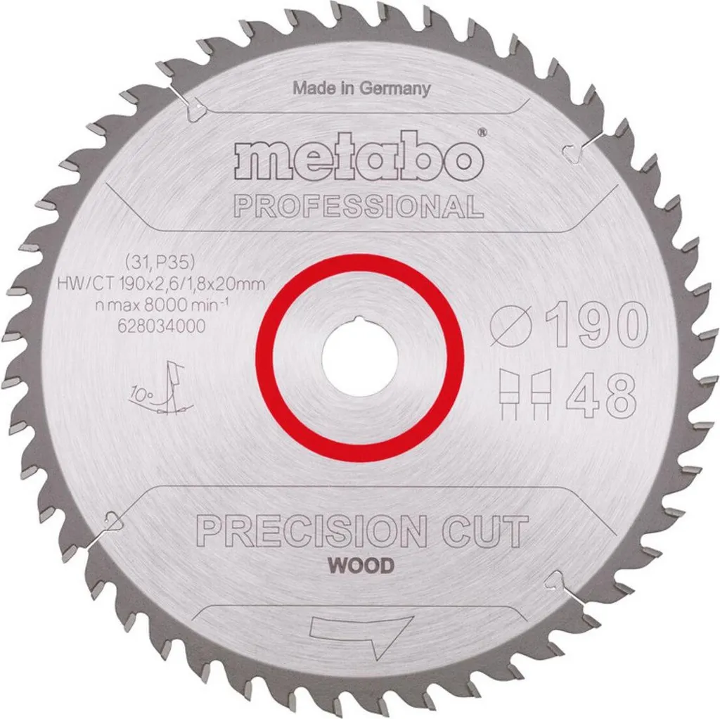 Lame scie circulaire Metabo pour coupe nette du bois de menuiserie