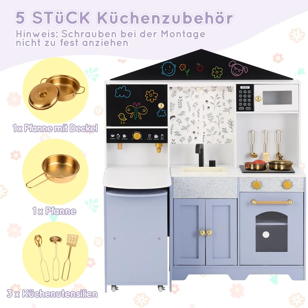 Cuisine Enfant Interactive Merax en Bois avec Accessoires, 3 Ans et Plus - 6