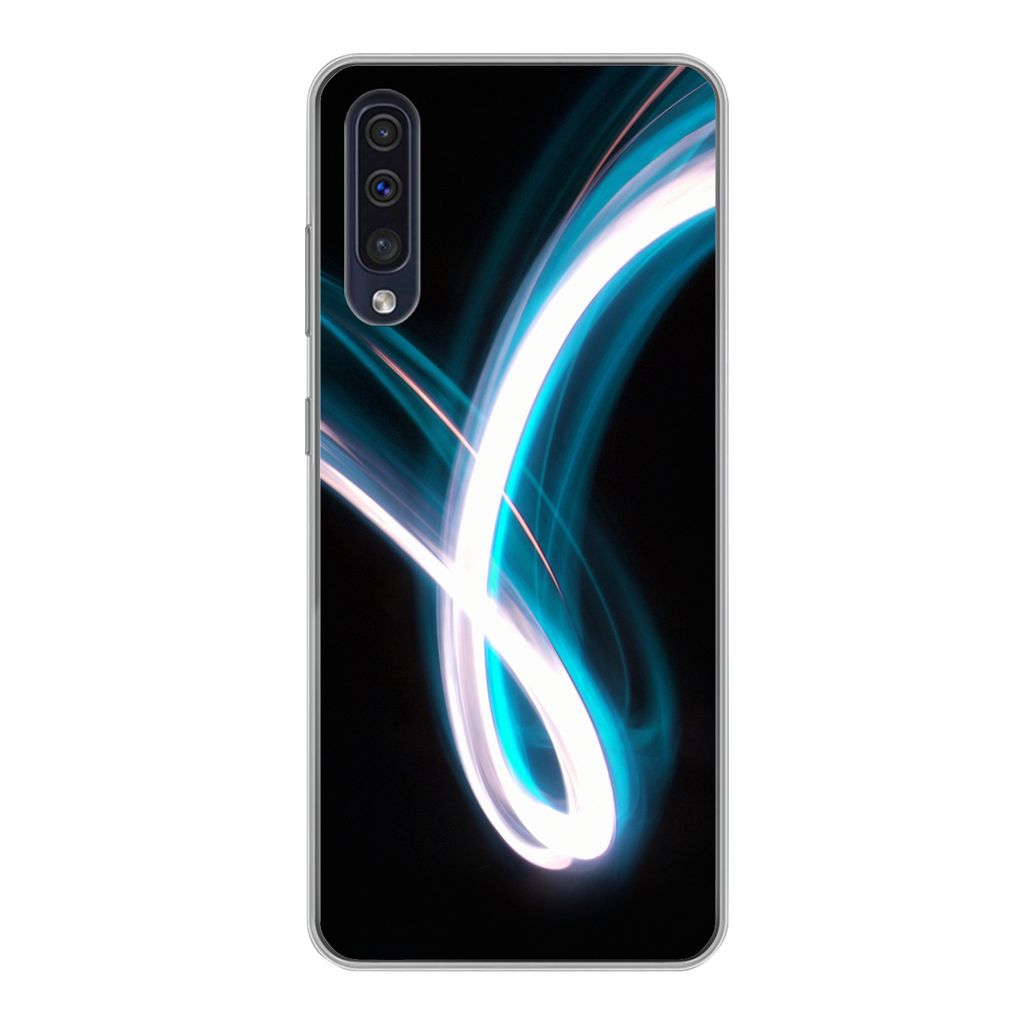 MuchoWow Handyhülle Schutzhülle Hülle für Samsung Galaxy A30s Hell - Blau - Abstrakt Silikon Softcase Handy Hülle - Karteninhaber