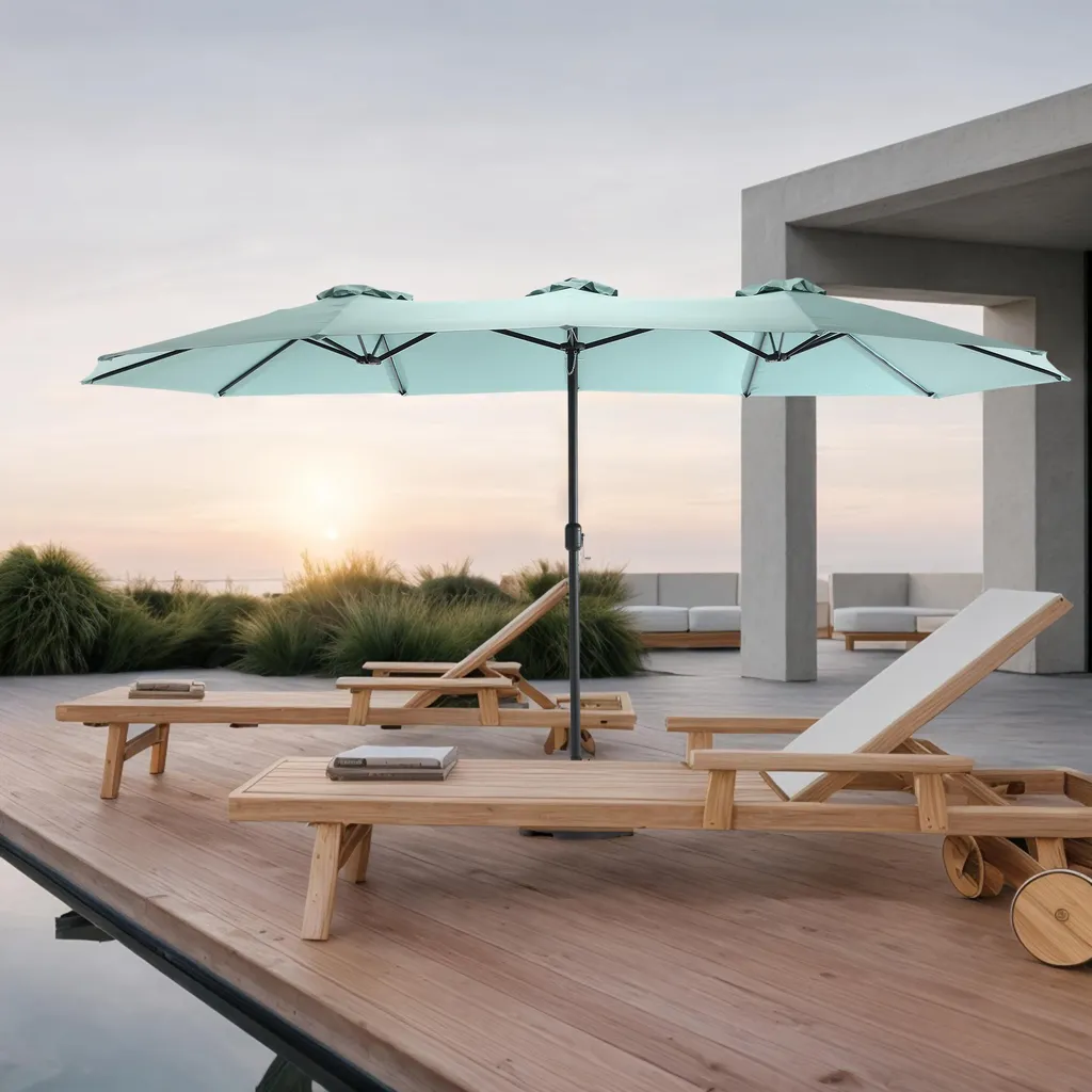 Grand Parasol pour Terrasse et Jardin 4,5m Ombrage Double Face Vert Clair