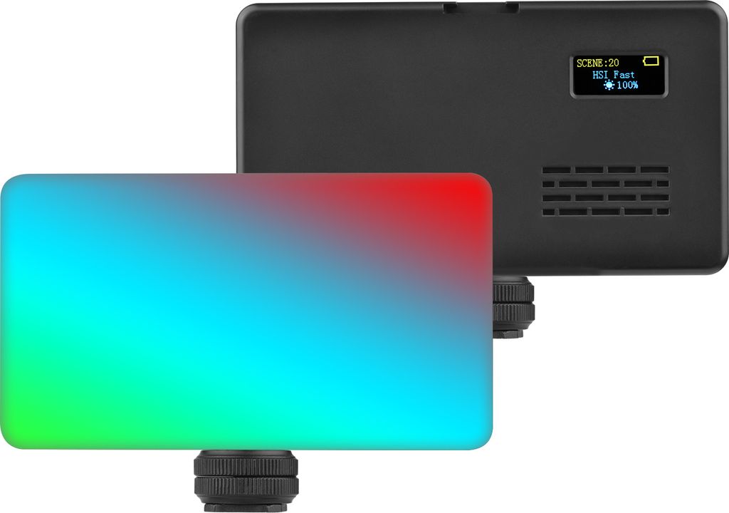 Pocket RGB Video Light LED Fuelllicht 2500K-9000K Dimmbar 20 Lichteffekte Eingebauter Akku mit Cold Shoe Mount Adapter fuer Vlog Selfie Live Stream...