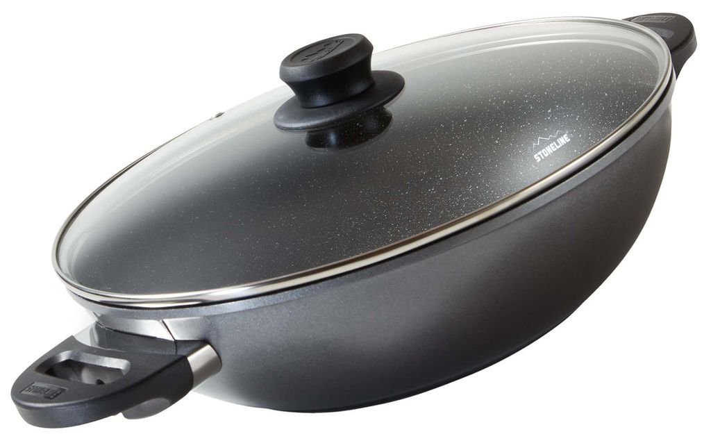 STONELINE® Wokpfanne 32 cm | mit Deckel - Schwarz Produktbild 
