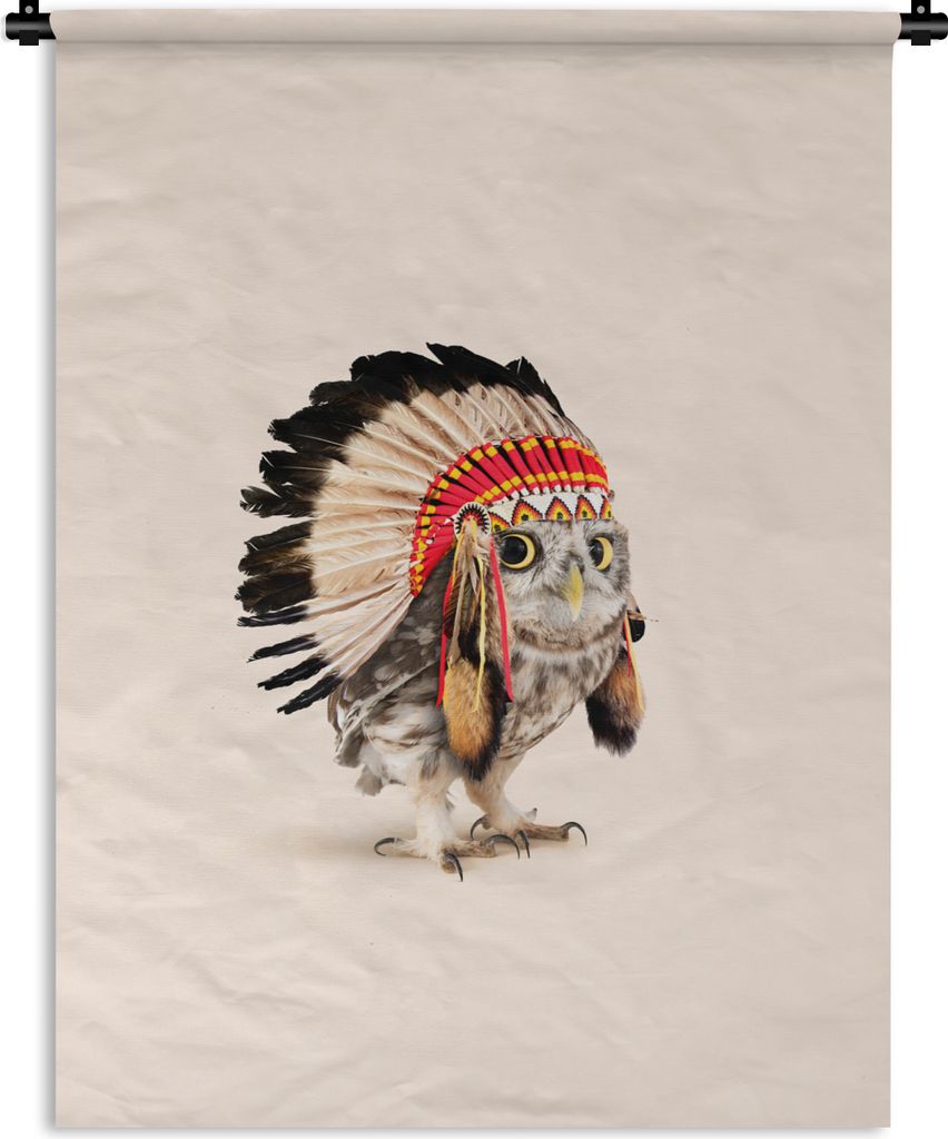 MuchoWow Wandteppich Wandbehang Tier - Eule - Indianer - Vogel 150x200 cm Tapisserie Dekoration Wandtuch - Wandaufhängung - Moderner