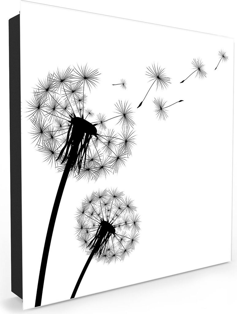 Nachbildung-Schlüsselkasten, Magnetpinnwand und Memoboard mit Glasfront Motiv Löwenzahn Silhouette