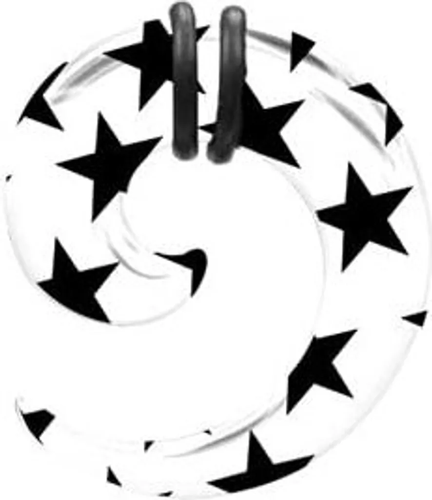 Espansore Orecchio 10mm Karisma Spirale Acrilica Stelle PDSP.WH.BK