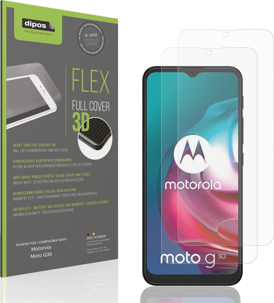 2x Full Cover Schutzfolie matt für Motorola Moto G30 Panzerfolie Anti-Shock