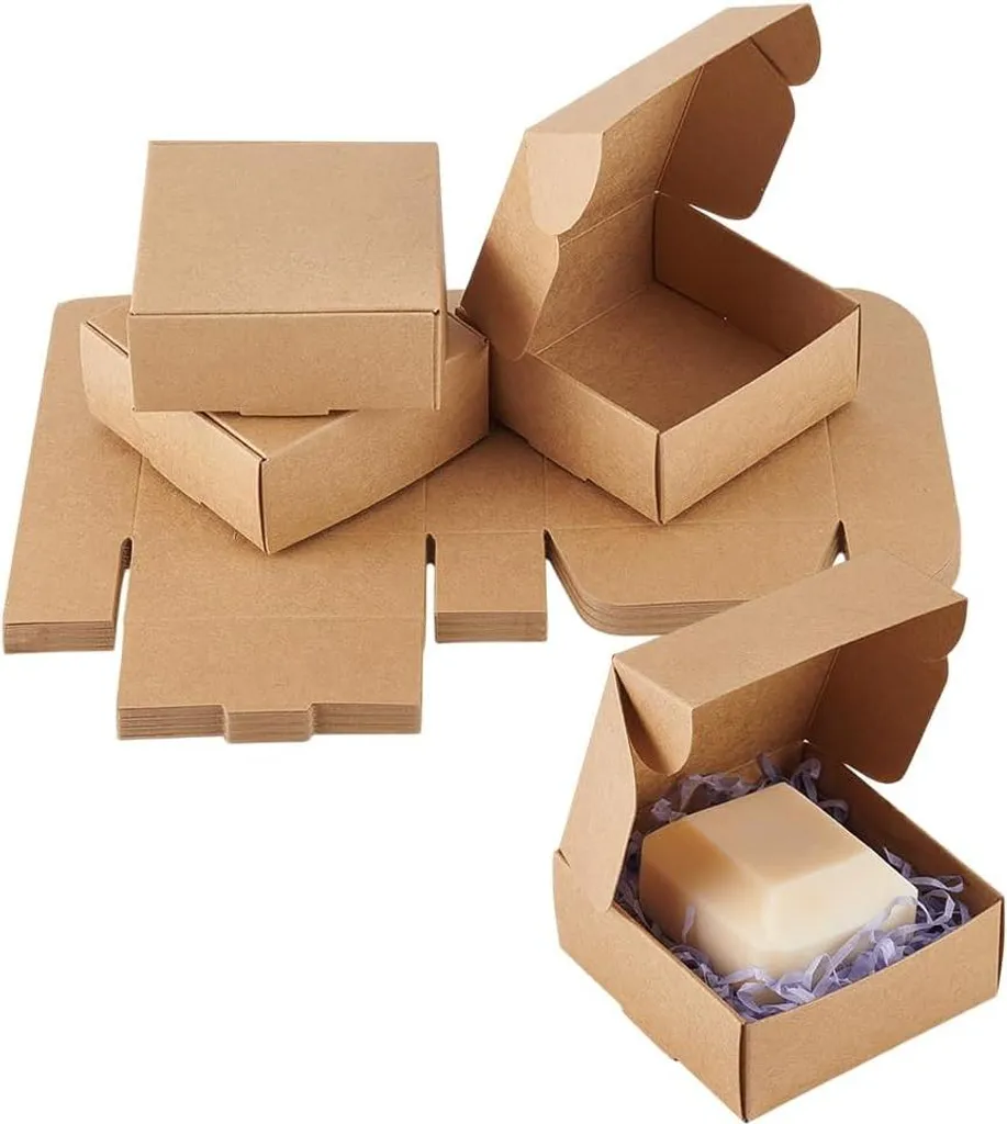 Lot de 50 Boîtes en Papier Kraft 85x85x35mm pour Cadeaux et Mariage