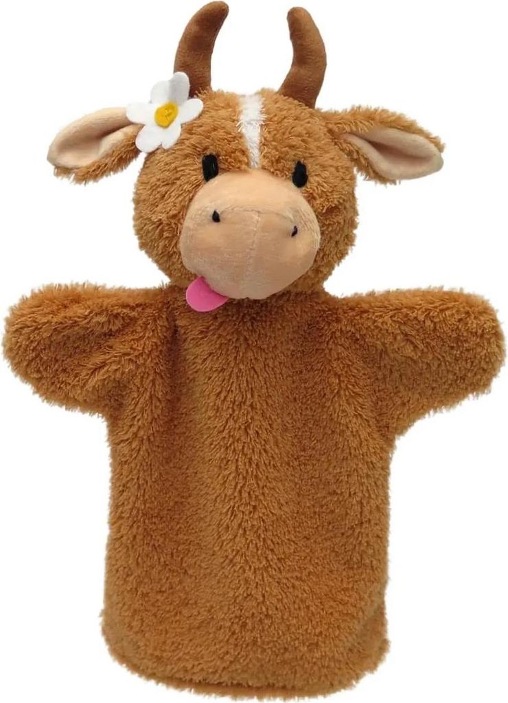 Handpuppe Kuh, 28 cm, mit einer Blume, ohne Beine