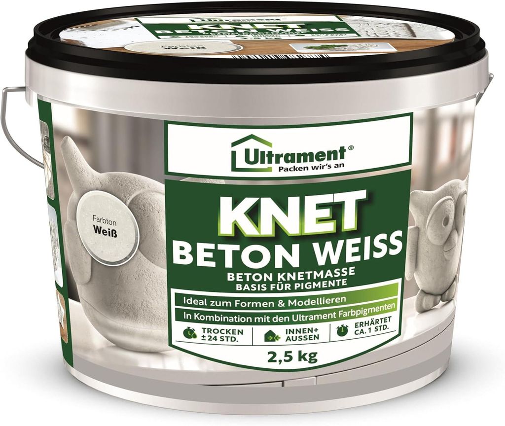 Ultrament Knet Beton Weiß 2,5 kg | modellierbare Produktbild 
