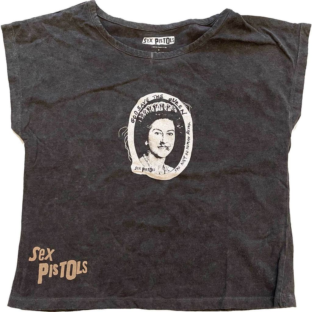 Pistols - "God Save The Queen" Kurzes Top für Damen RO4003 (M) (Schwarz)
