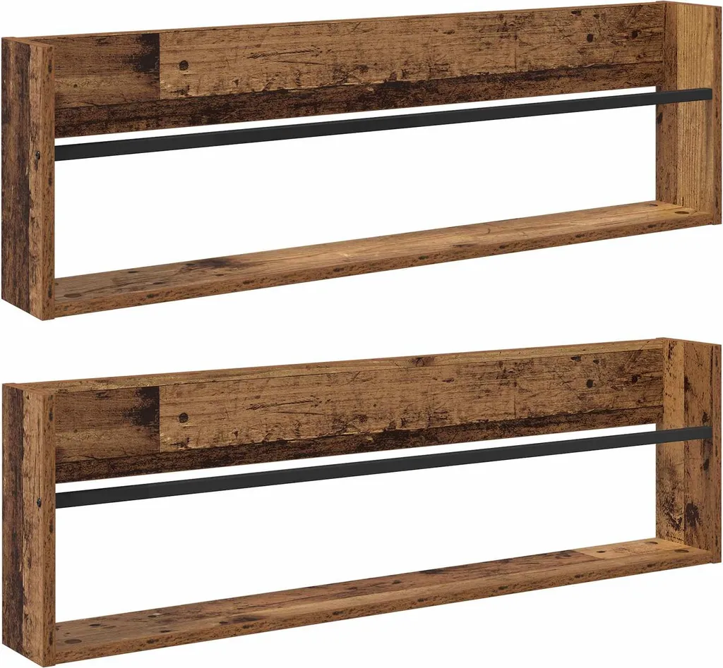 SYFAX™ Scaffale Riviste Industrial Legno Vecchio 2 pz 100x12x30 cm