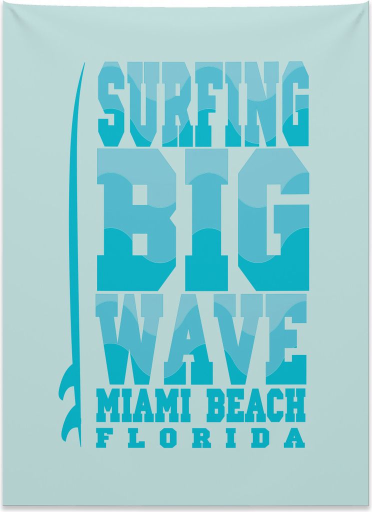 Abakuhaus Florida Wandteppich, Surfende große Welle Miami aus Weiches Mikrofaser Stoff Kein Verblassen Klare Farben Waschbar, 110 x 150 cm, Babybl...