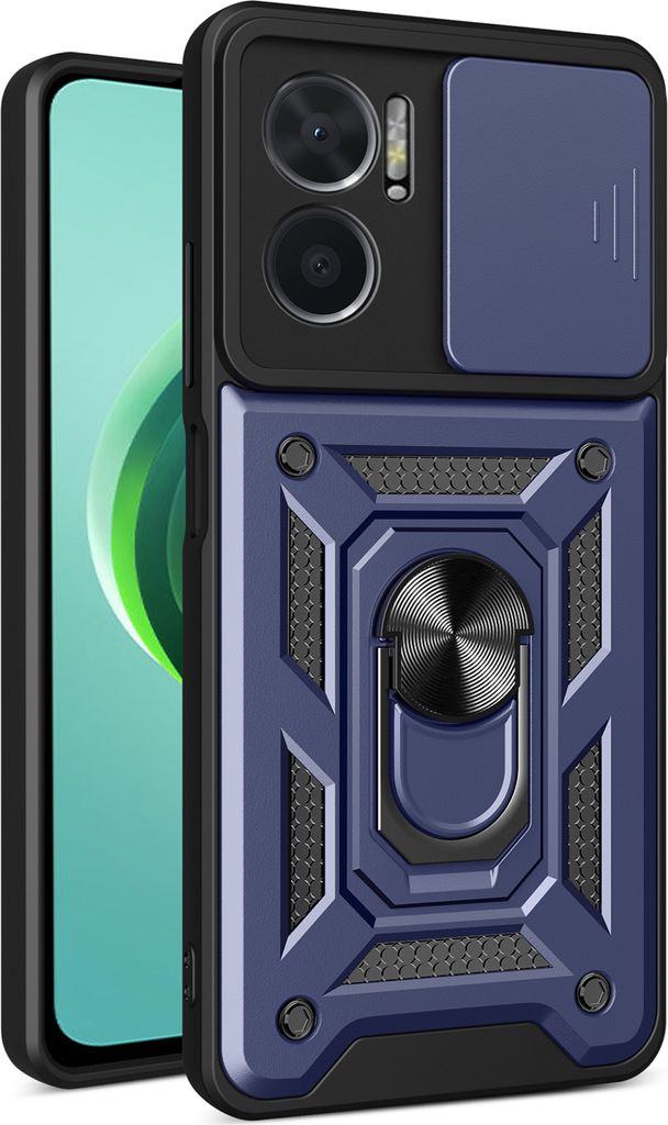 Redmi 10 5G Hülle mit Ring Ständer Halter Dia Kameraschutz TPU PC Schutzhülle für Xiaomi Redmi 10 5G Blau