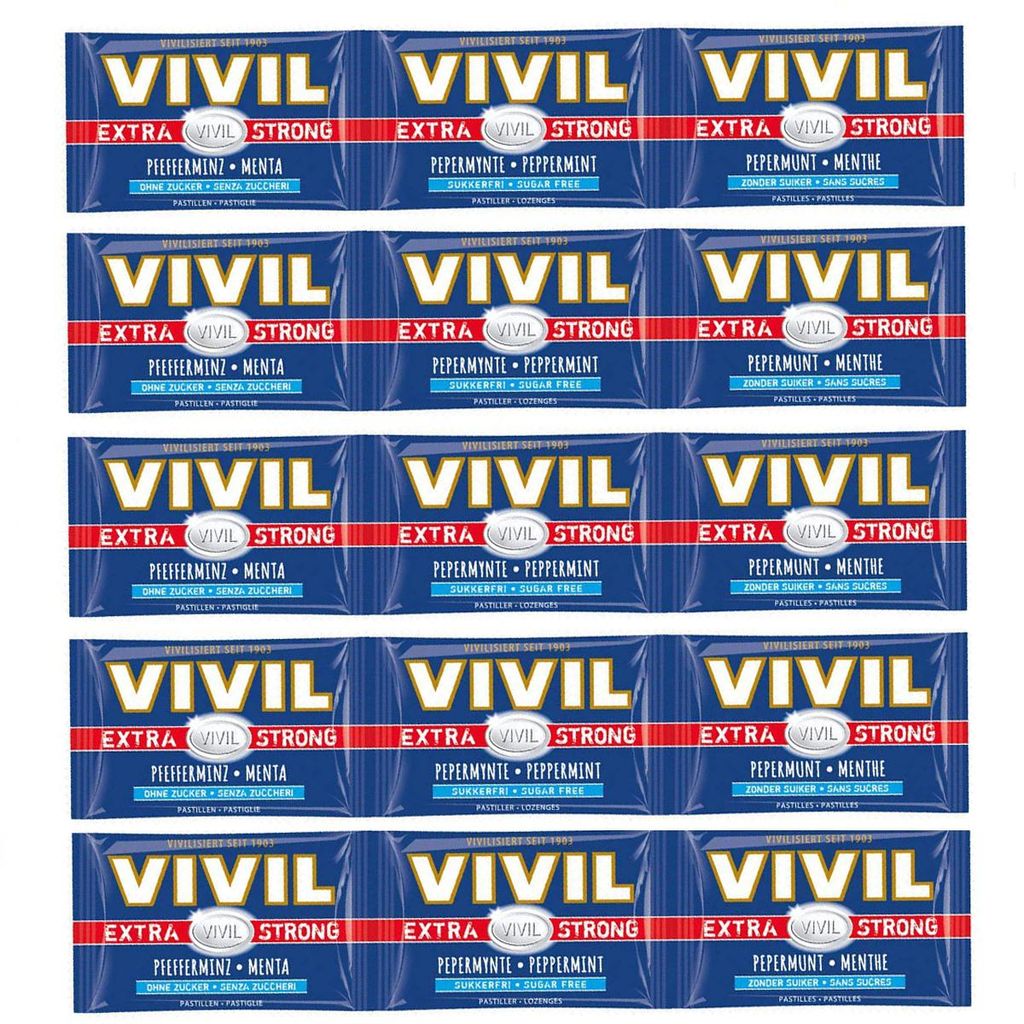 Vivil Extra Strong Pastillen mit Pfefferminz zuckerfrei 75g Produktbild 