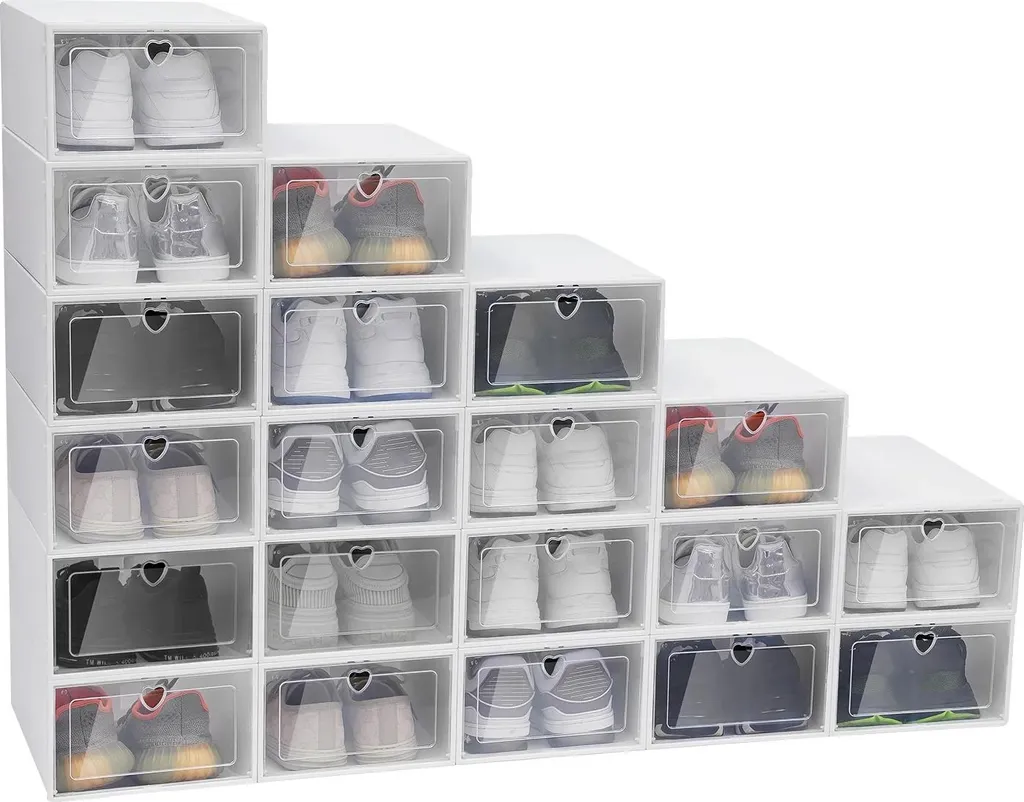 Organiseur à chaussures empilable blanc lot de 20 boîtes modulables