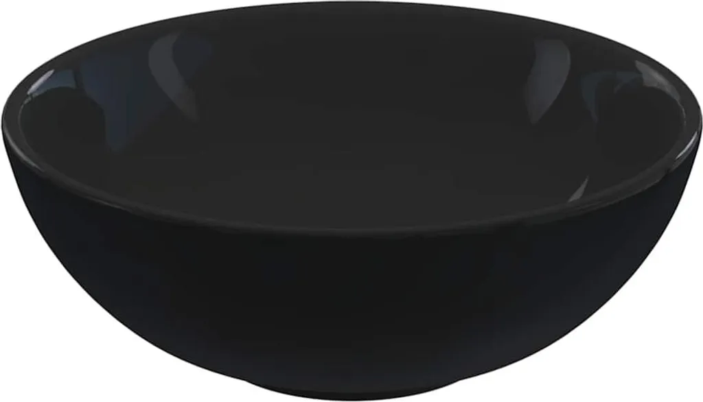 Lavabo de Salle de Bain Design Noir Brillant Ø28x10 cm en Céramique
