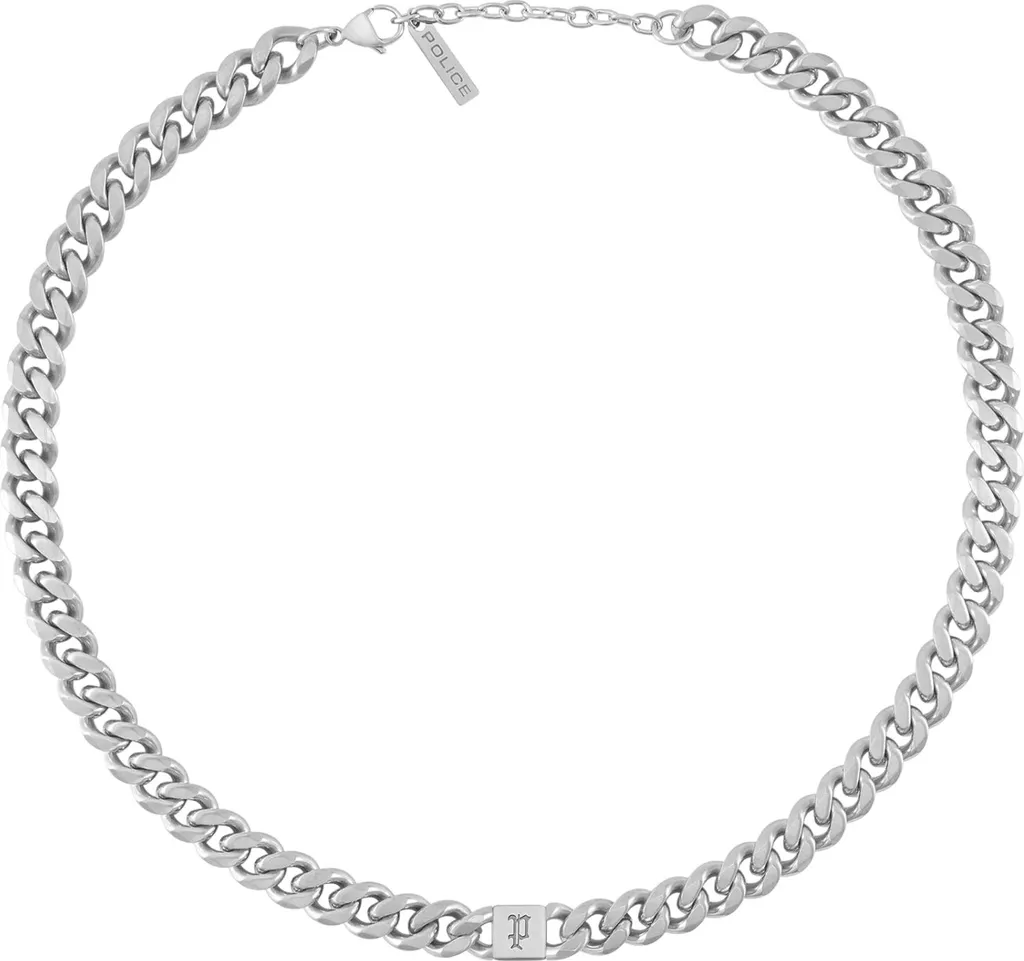 Bijou homme Collier Police Interstellar en argent avec maille acier