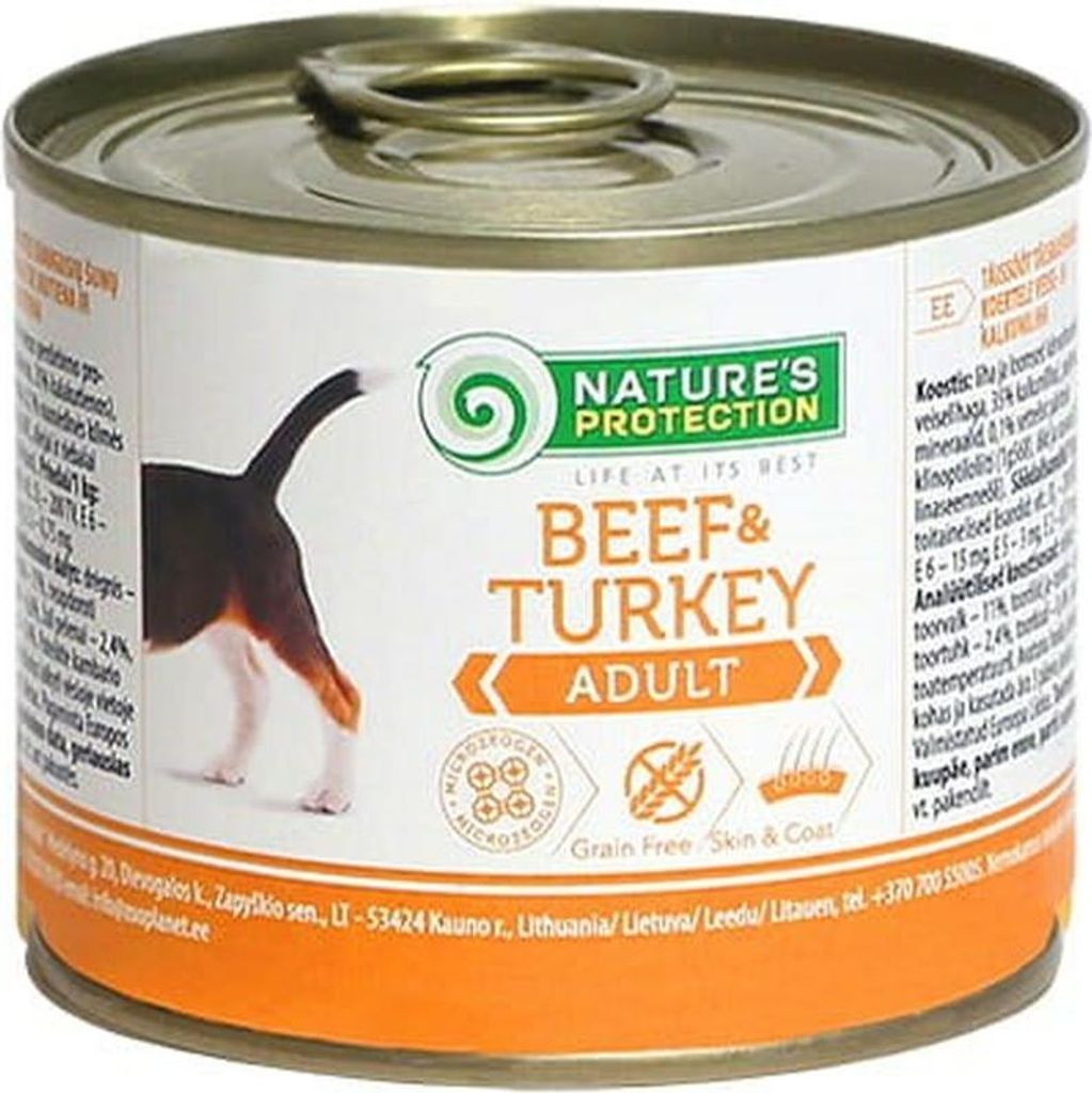 NATURE'S PROTECTION Adult Rind und Truthahn – Nassfutter für Hunde – 200 g