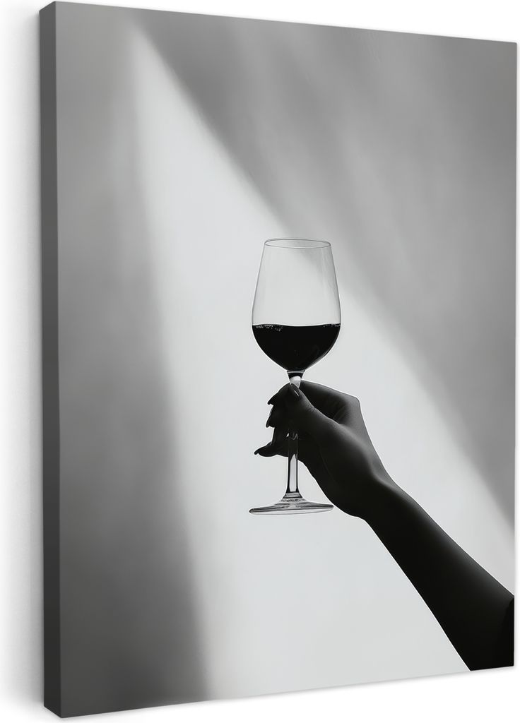 Wanddeko 60x80 cm - Getränk - Wein - Schwarz - Weiß, Leinwand bilder, Wanddeko Wohnzimmer