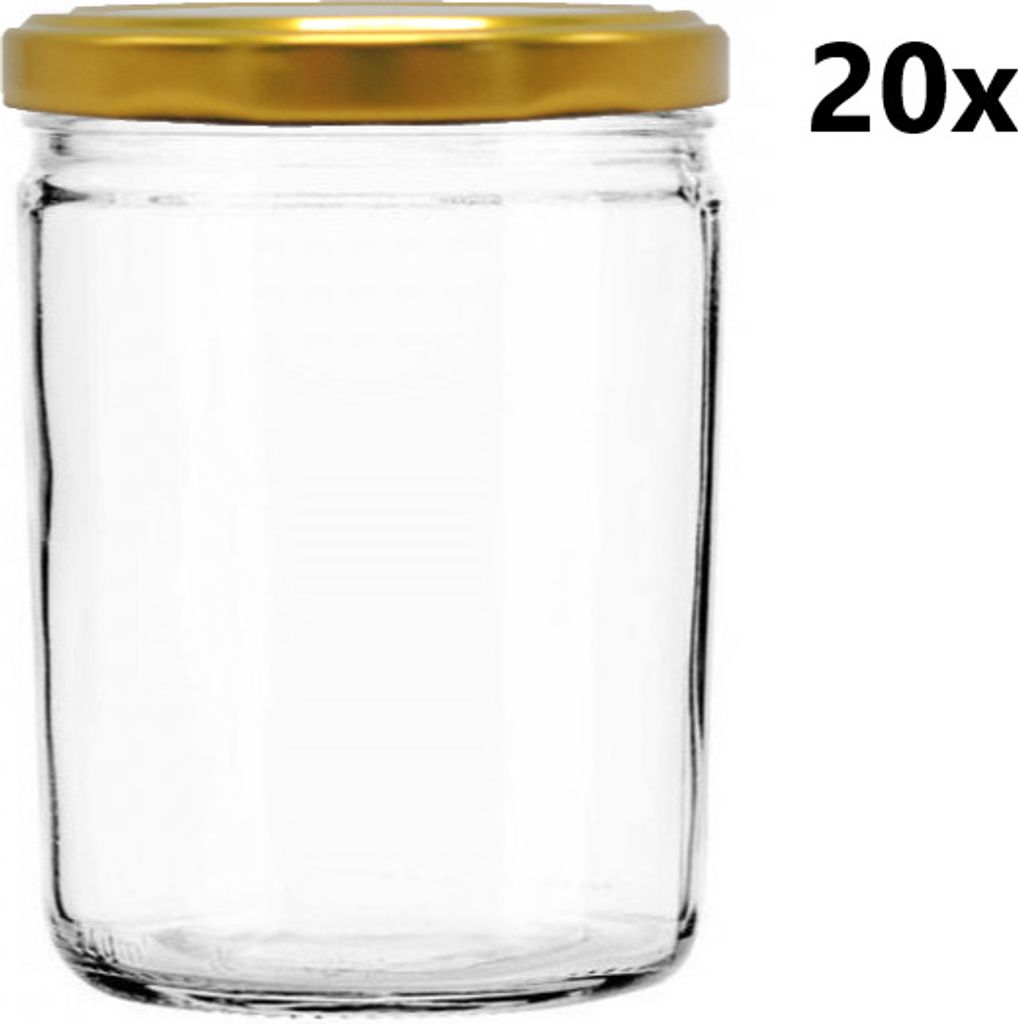 Einmachglas 440 ml LUNCH klar/transparent 20 Stück INKLUSIVE GOLDDECKEL, Anzahl der Teile in einer Packung: 20