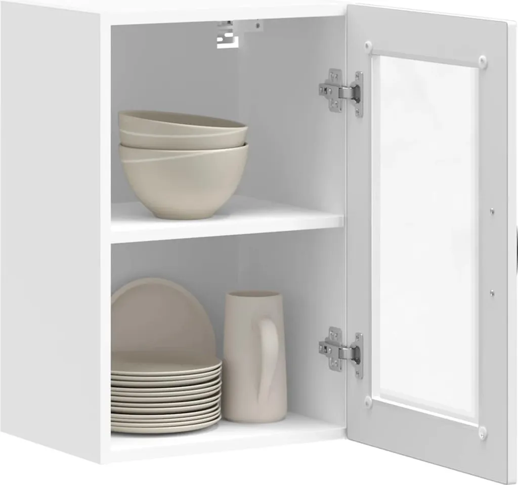 SYFAX™ Pensile da Cucina con Porta in Vetro Porto Bianco Lucido - 4