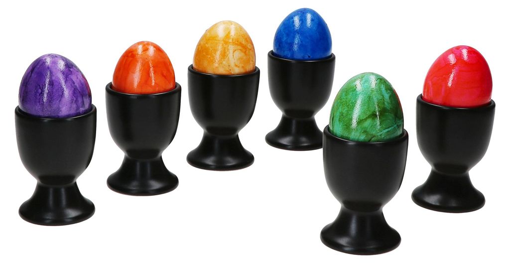 6x Panther Eierbecher schwarz Steingut für 6 Personen Produktbild 