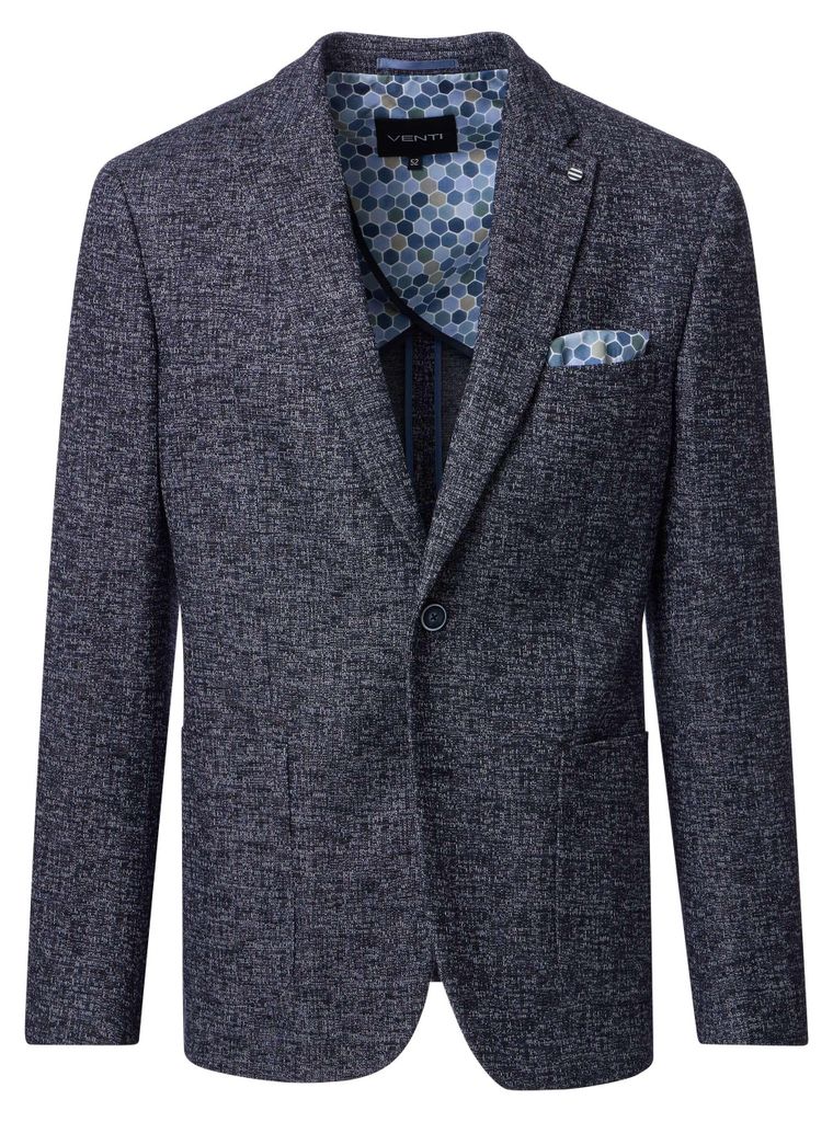 VENTI Herren Sakko FORMAL Revers Polyestermix Stretch Blau 25