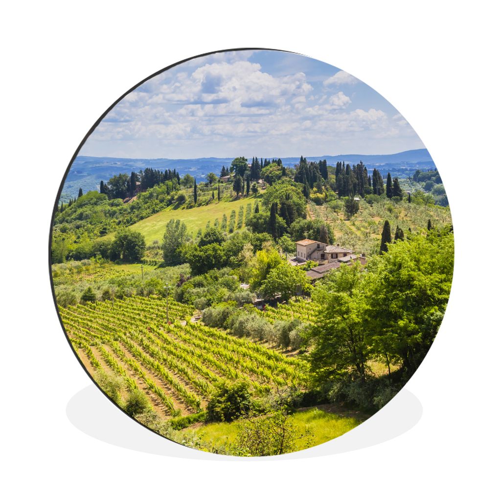 MuchoWow Aluminium Wandkreis Weinberge in der mittelalterlichen Stadt San Gimignano in Italien Ø 30 cm Wanddeko Modern Wohnzimmer - Wand Bild - ...