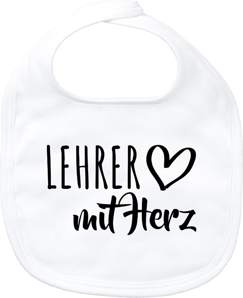 Huuraa Baby Lätzchen Lehrer mit Herz White Klettverschluss Baumwolle Latz Geschenkidee
