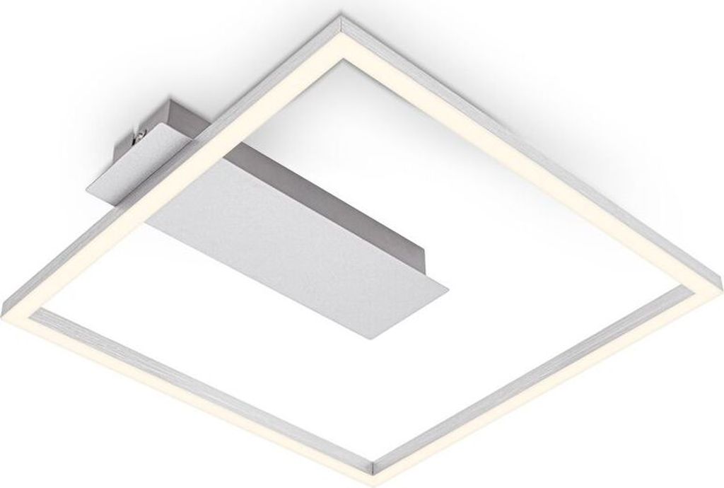 A modern square LED ceiling light fixture with a brushed aluminum finish.
