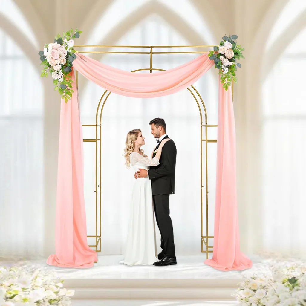 Arche de Mariage Stable Anti-Basculement Cadre Métal Or XL 1,8x2,4m