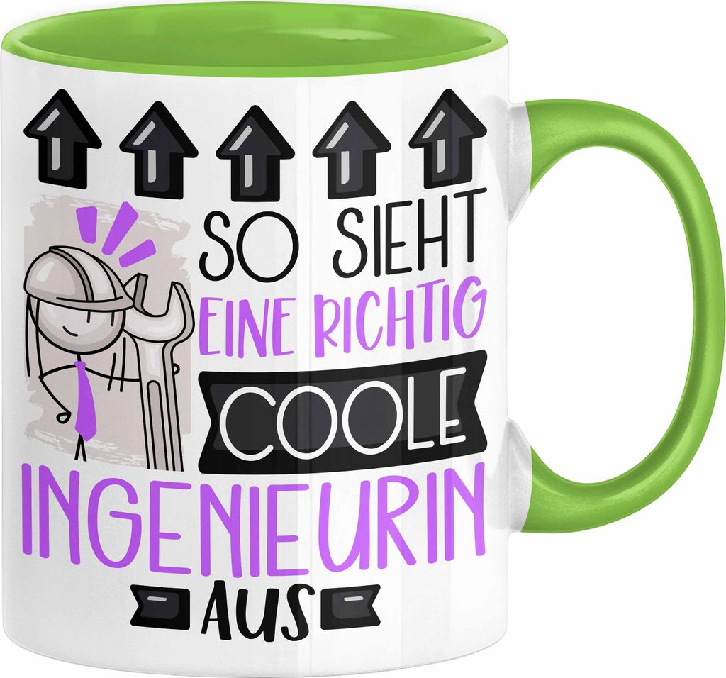 Ingenieurin Geschenk Tasse Lustig Geschenkidee für Ingenieurin Geburtstag So Sieht Eine Richtig Coole Ingenieurin Aus Frauen Spruch (Grün)