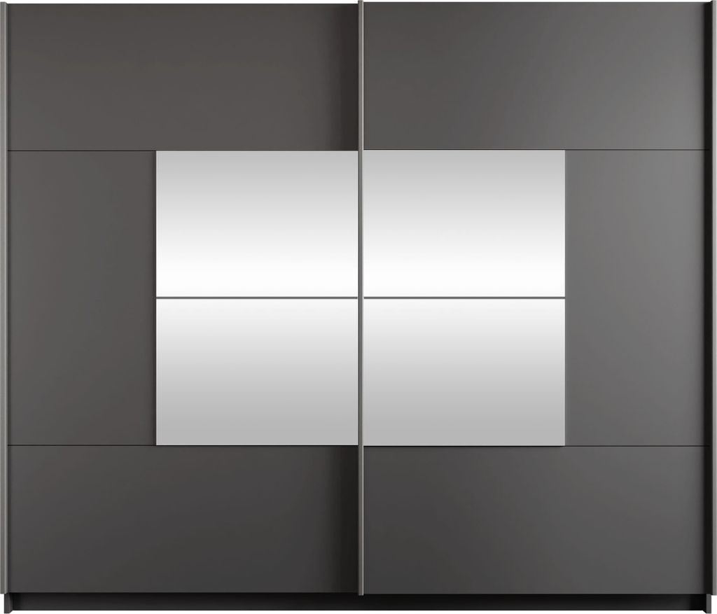 MIRJAN24 Kleiderschrank Boston 250, Schlafzimmer, Schiebetüren, mit Kleiderstange, Modern, Garderobenschrank (Farbe: Graphit)