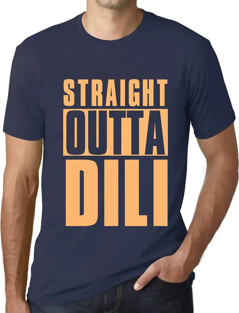 Herren Grafik T-Shirt Straight Outta Dili Öko-Verantwortlich Vintage Jahrgang Kurzarm Lustige Druck Geburtstag Geschenk Mann