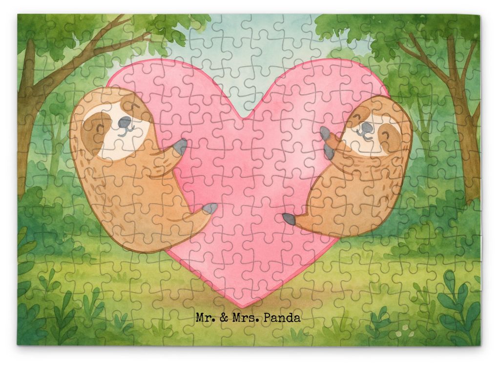 Mr. & Mrs. Panda Puzzle Faultiere Herz Design 192 Teile - Weiß - Geschenk, Mitbringsel, Valentinstag, 1500, 300, für Frauen, 2000, 500, Freund, H...