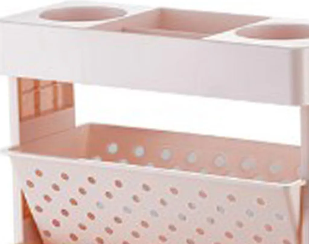 Étagère mobile rose à plusieurs niveaux avec roulettes amovibles 45cm